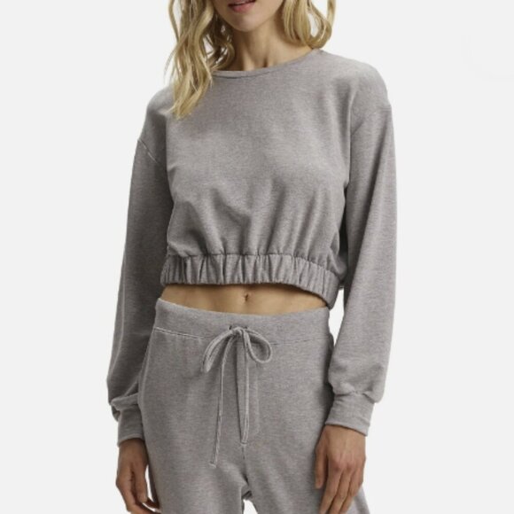 🖤 Commando Gray Modern Lounge Crop Sweatshirt | Womens Size XS - Picture 1 of 8
